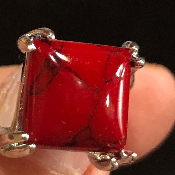 New Opaque Ruby Silver Ring Size 6 1/2 - Picture 2 of 8